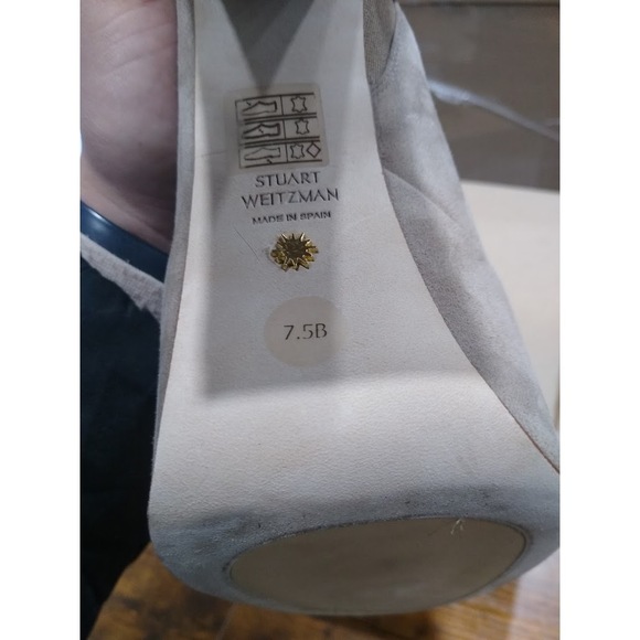 Stuwart Weitzman Skyhigh 145 Platform Slide Suade Nougat 7.5 - Picture 2 of 2